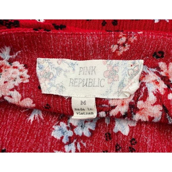 Pink Republic Dark Red Floral Ruffle Camisole Top Spaghetti Straps Juniors M - Picture 6 of 9